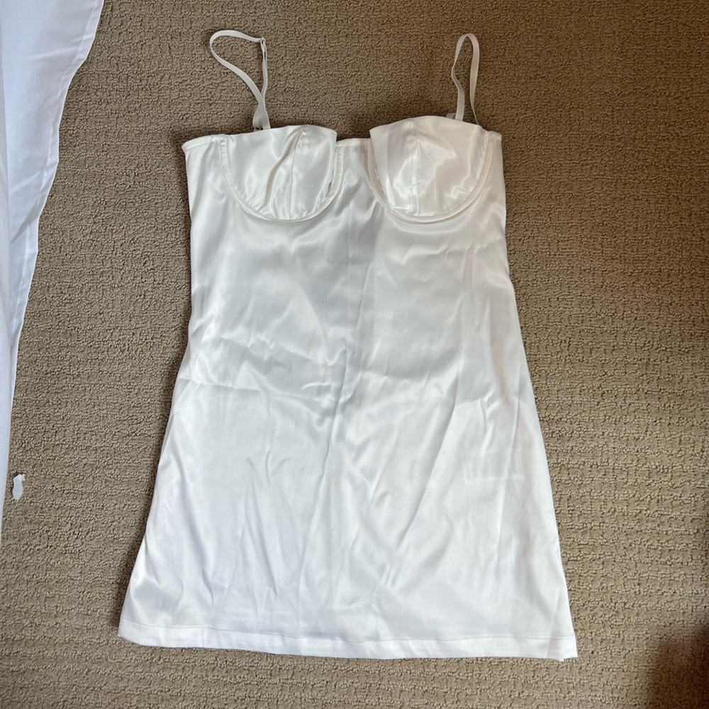 Satin mini white corset dress